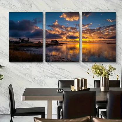 3pcs Panoramic Sunrise & Sunset Wall Art Canvas Unframed - High Quality Print 100% Australian Made Wall Canvas