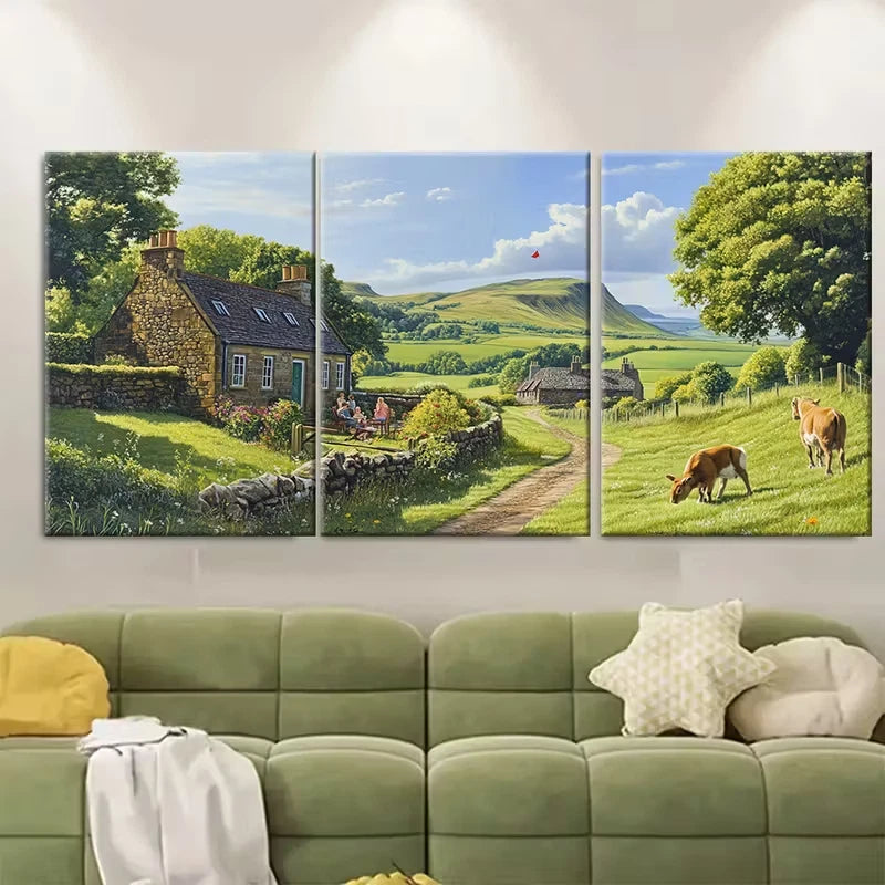 3pcs The Scottish Borders in Summer Metal Print Ready to Hang Art