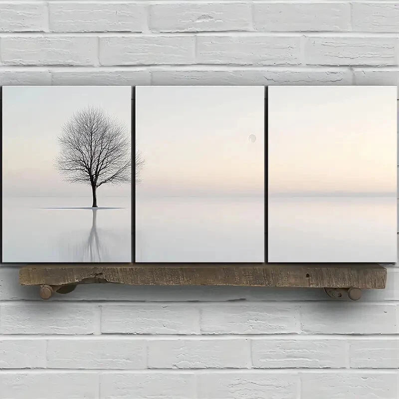 3pcs Reflection of Trees Painting Metal Print Ready to Hang Art