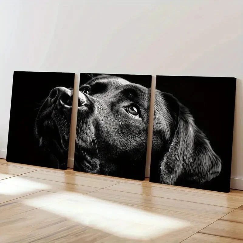 3pcs Black Labrador Retriever Art Decor Wall Art Set Canvas Framed 60x90cm - High Quality Print 100% Australian Made Wall Canvas Ready to Hang