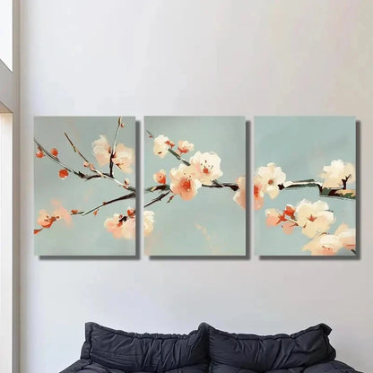 3pcs Paintings of Flowers And Wintersweet Branch Metal Print Ready to Hang Art