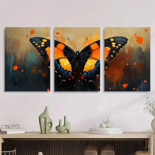 3pcs Painting Beautiful Butterfly Metal Print Ready to Hang Art