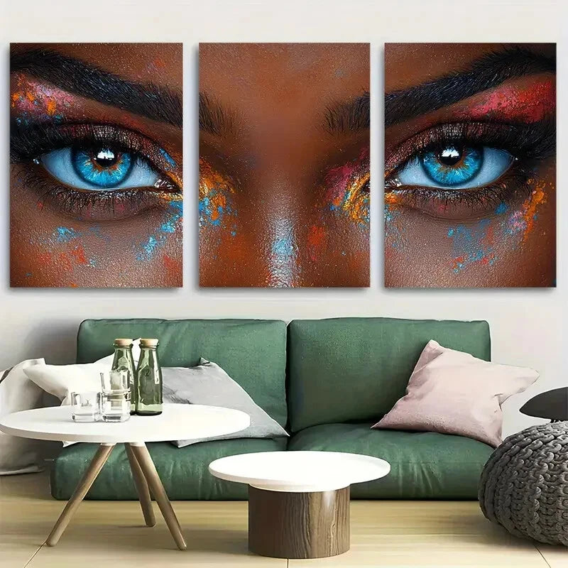 3pcs Beautiful African Woman Ethnic Fashion Metal Print Ready to Hang Art