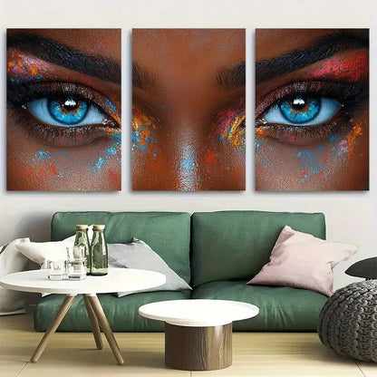 3pcs Beautiful African Woman Ethnic Fashion Metal Print Ready to Hang Art