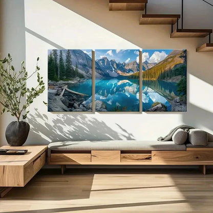 3pcs Mountain Reflection Lake Serenity Landscape Metal Print Ready to Hang Art