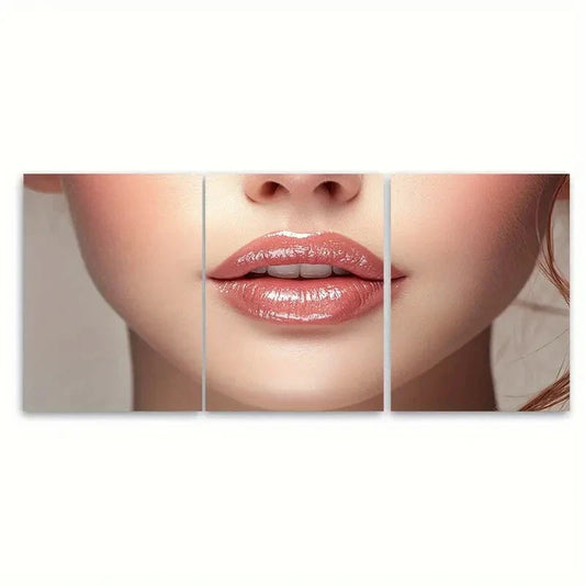 3pcs Beautiful Pair of Lips Young Lady Metal Print Ready to Hang Art