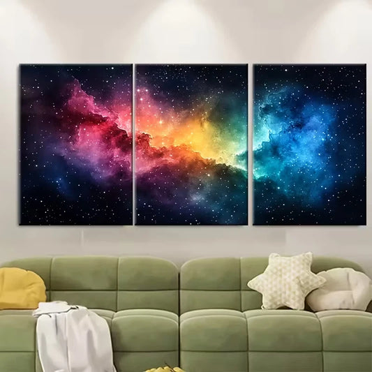 3pcs Colorful Watercolor Abstract Space Design Metal Print Ready to Hang Art