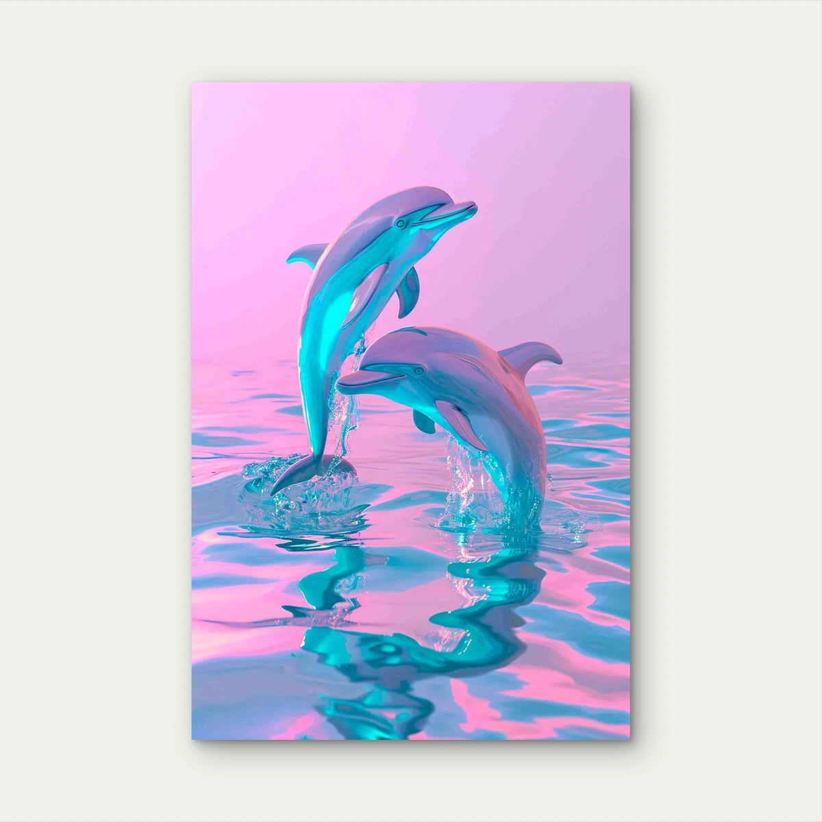 Rendering Dolphins 40x60cm Metal Print Ready to Hang