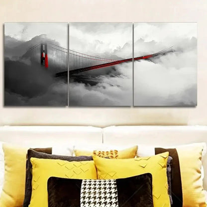 3pcs Golden Gate Bridge Scenic View Metal Print Ready to Hang Art