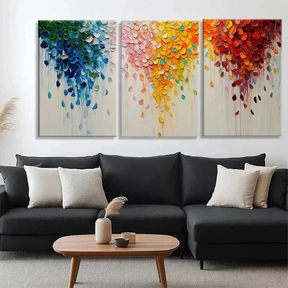3pcs Vibrant Flower Petals Abstract Perfect Wall Art Set Canvas Unframed - High Quality Print 100% Australian Made Wall Canvas