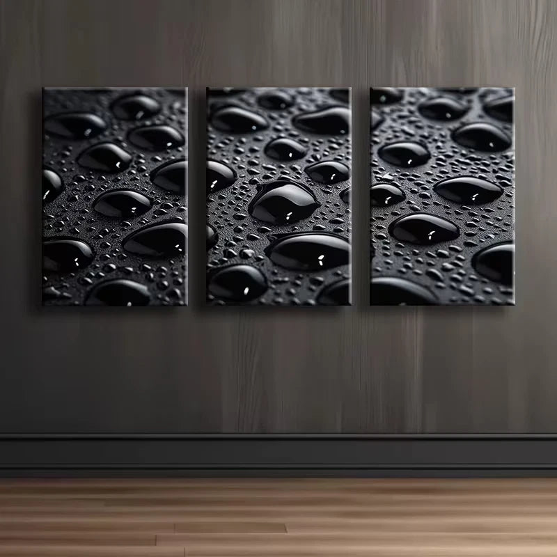3pcs Black background Water Drop Wall Art Set Canvas Framed 50x70cm - High Quality Print 100% Australian Made Wall Canvas Ready to Hang
