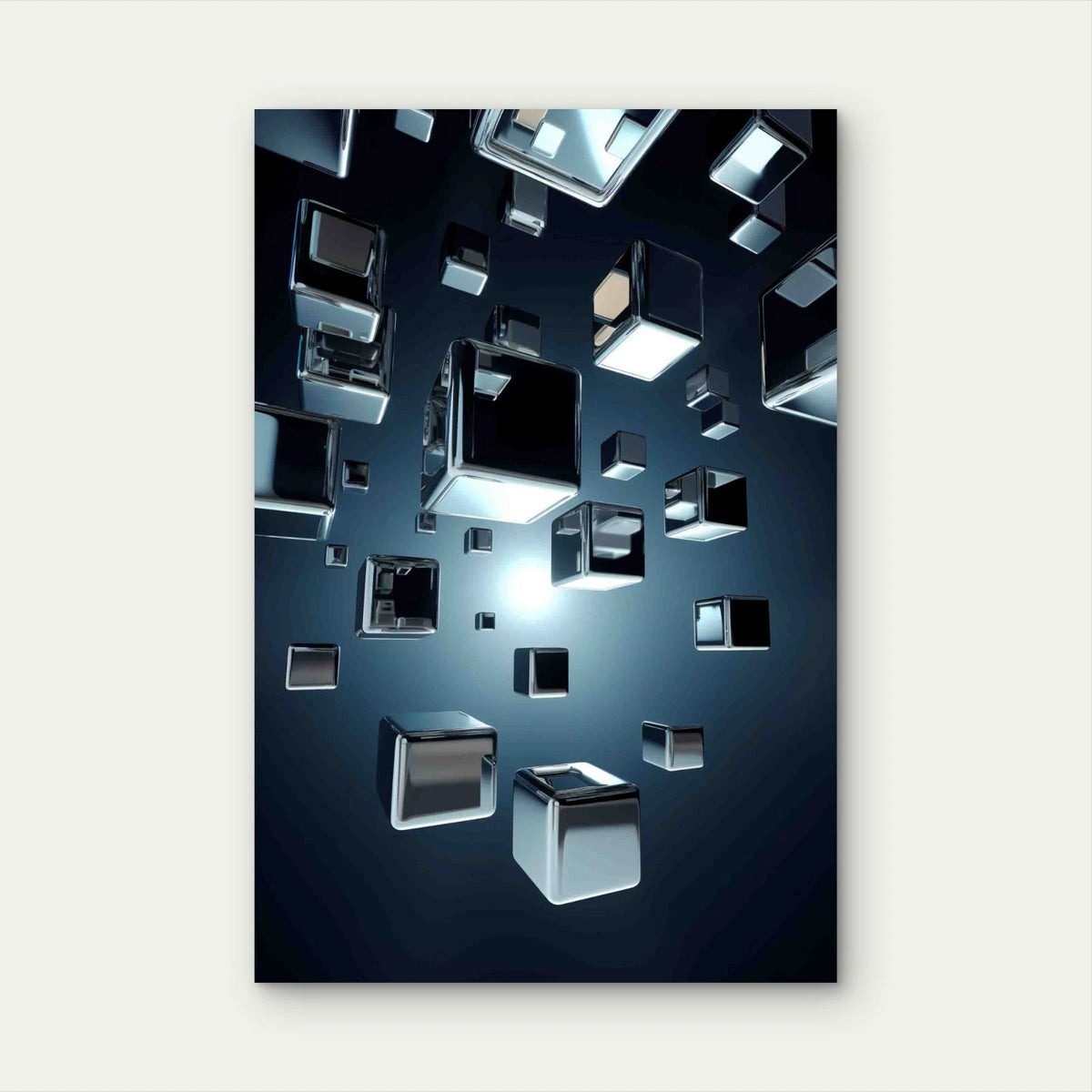 Abstract Metallic Cube Shapes 40x60cm Metal Print Ready to Hang