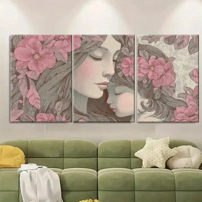 3pcs Mother Love Feminine Baby Nursery Print Metal Print Ready to Hang Art