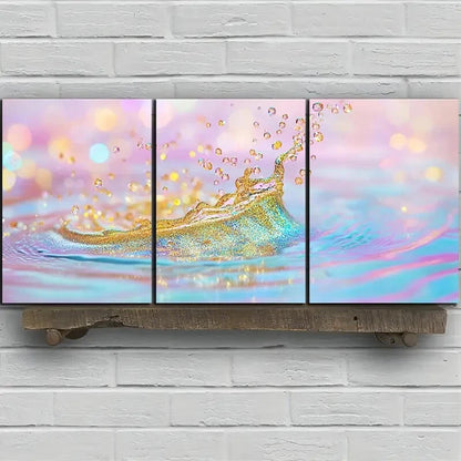3pcs Beautiful Waves Colourful Water Metal Print Ready to Hang Art