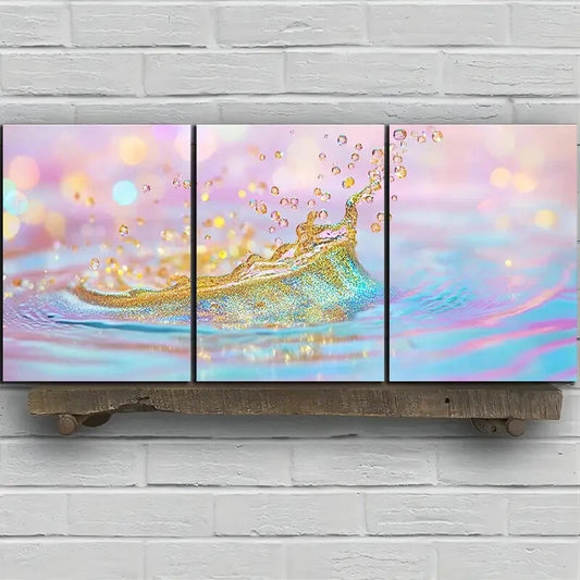 3pcs Beautiful Waves Colourful Water Metal Print Ready to Hang Art