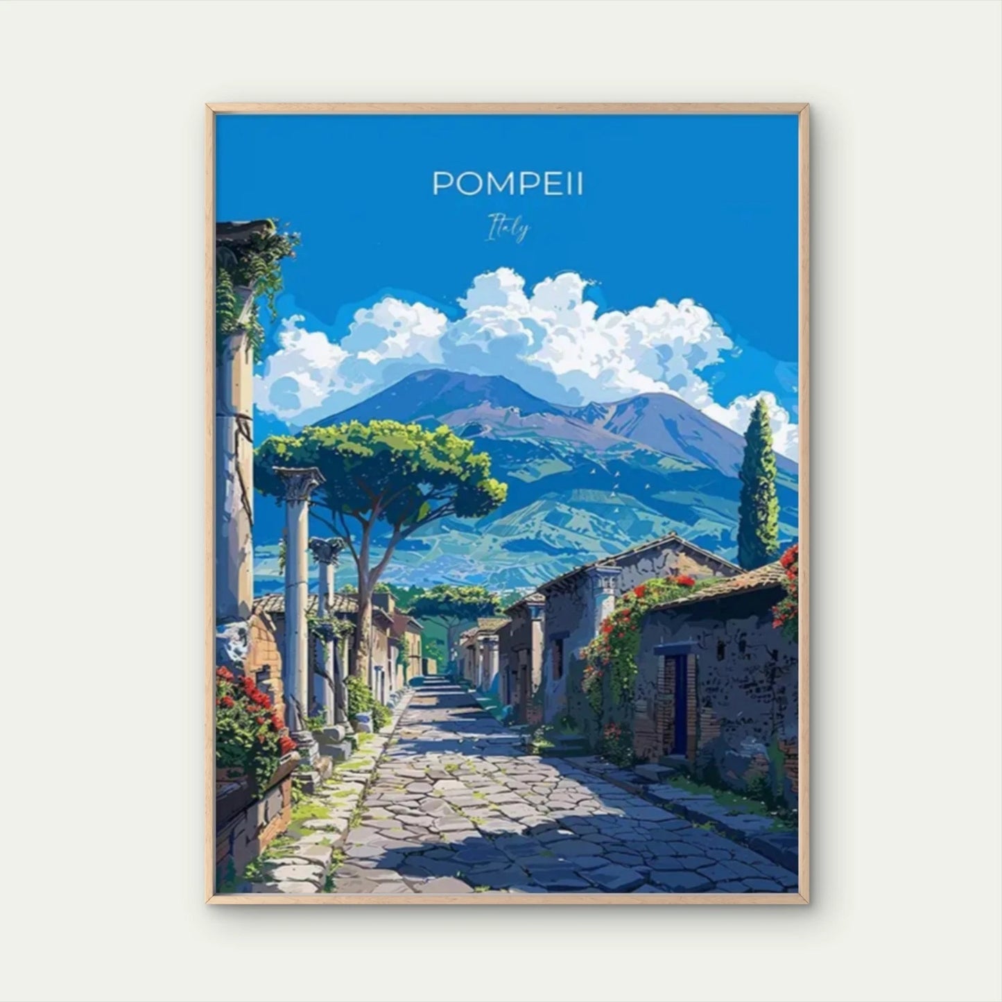 Pompeii Italy Ancient Roman Street Vintage Travel Poster Print Wall Art