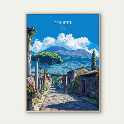 Pompeii Italy Ancient Roman Street Vintage Travel Poster Print Wall Art
