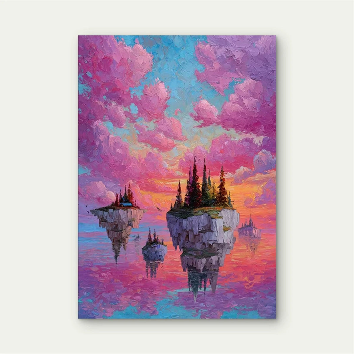 Dreamlike Floating Islands Metal Print Ready to Hang