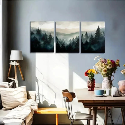 3pcs Mountain and Trees Landscape Wall Art Set Canvas Framed 40x60cm - High Quality Print 100% Australian Made Wall Canvas Ready to Hang