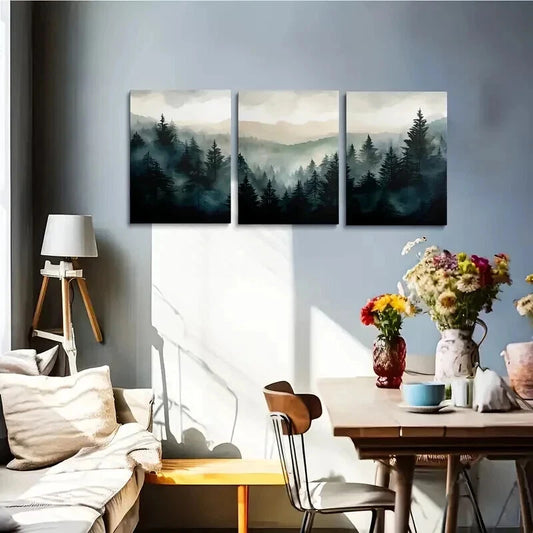 3pcs Mountain and Trees Landscape Wall Art Set Canvas Framed 40x60cm - High Quality Print 100% Australian Made Wall Canvas Ready to Hang