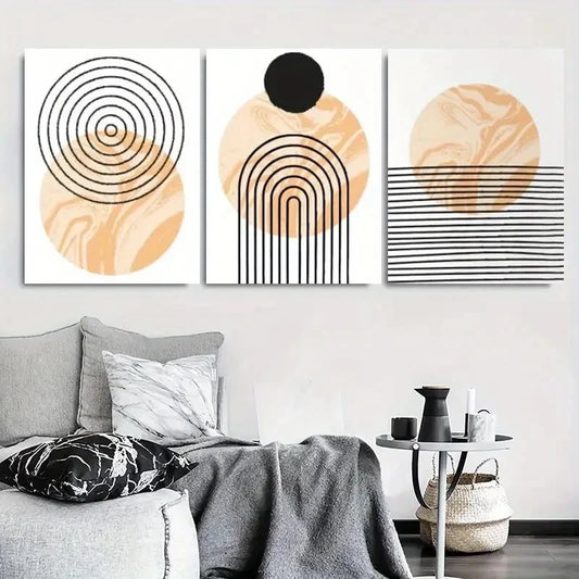3pcs Minimalist Geometric Circles Wall Art Set Canvas Framed 40x60cm - High Quality Print 100% Australian Made Wall Canvas Ready to Hang
