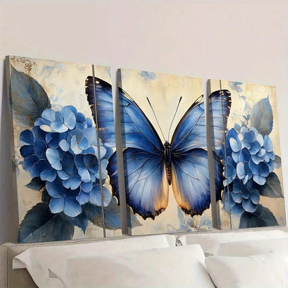 3pcs Coastal Flower & Butterfly Vibrant Wall Art Set Canvas Framed 50x70cm - High Quality Print 100% Australian Made Wall Canvas Ready to Hang