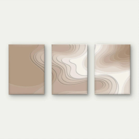 3pcs Beige and Cream Abstract Layered Wall Art Set Canvas Framed 40x60cm - High Quality Print 100% Australian Made Wall Canvas Ready to Hang