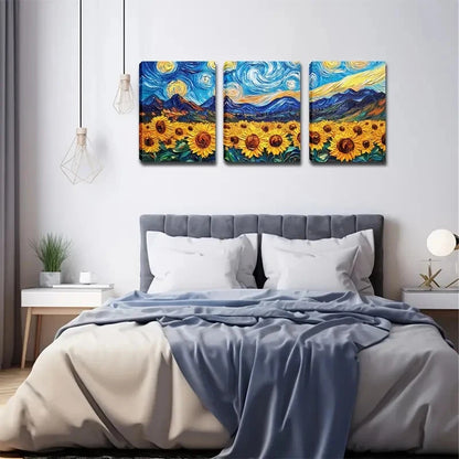 3pcs Vibrant Sunflower Minimalist Décor Perfect Wall Art Set Canvas Framed 40x60cm - High Quality Print 100% Australian Made Wall Canvas Ready to Hang