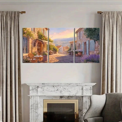 3pcs Village Flowers Bird Vintage Painting Metal Print Ready to Hang Art