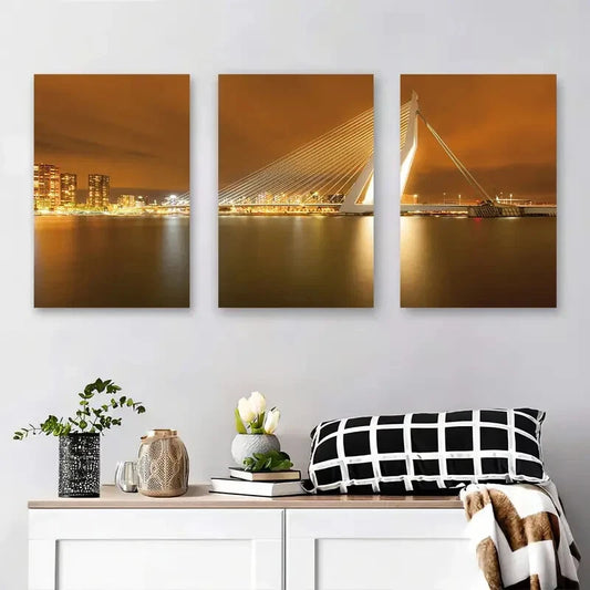 3pcs Long Exposure Skyline Nightscape Perfect Wall Art Set Canvas Framed 40x60cm - High Quality Print 100% Australian Made Wall Canvas Ready to Hang