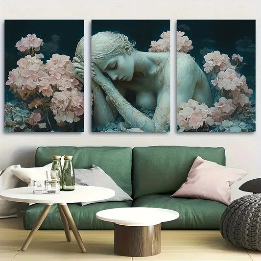3pcs Persephone in Garden Design Metal Print Ready to Hang Art