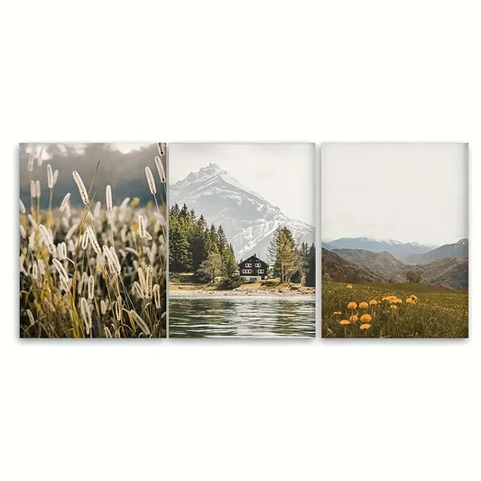 3pcs Mountain Forest Printable Art Wall Decor Metal Print Ready to Hang Art
