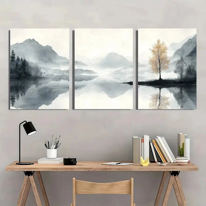 3pcs Black and White Nature Scene Posters Metal Print Ready to Hang Art