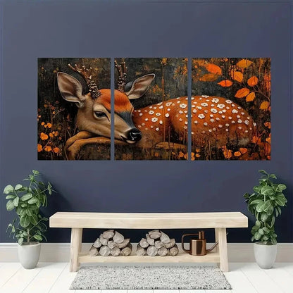 3pcs African Wildlife Deer Nature Painting Metal Print Ready to Hang Art