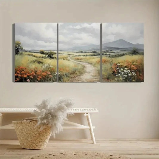 3pcs Nature Scenery Mountains Flowers Metal Print Ready to Hang Art