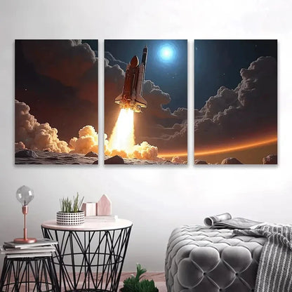 3pcs Outer Space Artwork Wall Art Set Canvas Framed 60x90cm - High Quality Print 100% Australian Made Wall Canvas Ready to Hang