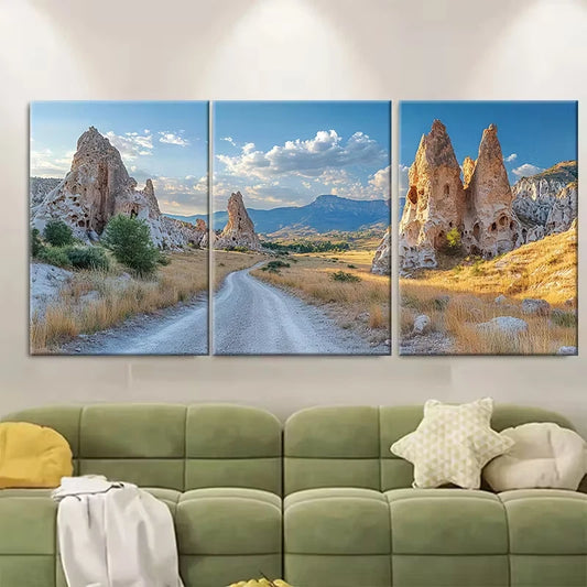 3pcs Sandstone Rock Formations Metal Print Ready to Hang Art