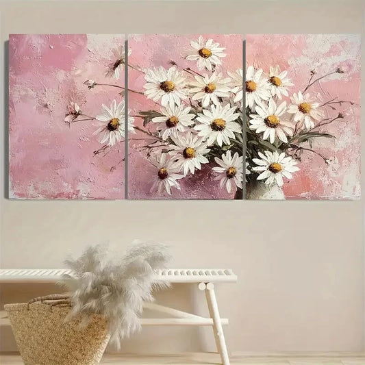 3pcs Daisy Wildflower Rustic Floral Farmhouse Metal Print Ready to Hang Art
