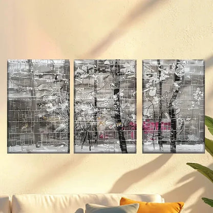3pcs Featuring Vibrant Abstract Snowy Branches Wall Art Set Canvas Unframed - High Quality Print 100% Australian Made Wall Canvas