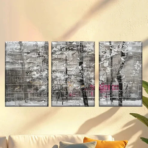 3pcs Featuring Vibrant Abstract Snowy Branches Wall Art Set Canvas Unframed - High Quality Print 100% Australian Made Wall Canvas