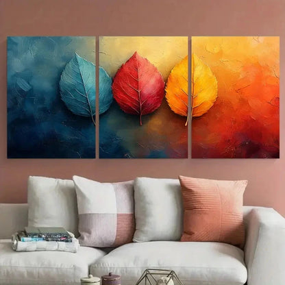 3pcs Abstract Floral Leaf Nature Illustration Metal Print Ready to Hang Art