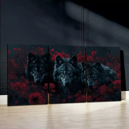 3pcs Wolf Family Canvas Framed 40x60cm - High Quality Print 100% Australian Made Wall Canvas Ready to Hang