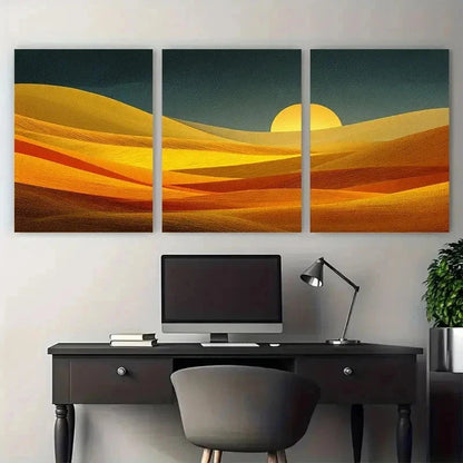 3pcs Modern Sun Abstract Desert Perfect Metal Print Ready to Hang Art
