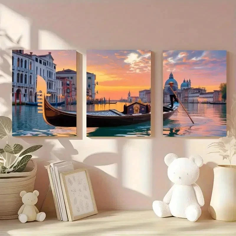 3pcs Cityscape Painting Impressionist Style Metal Print Ready to Hang Art