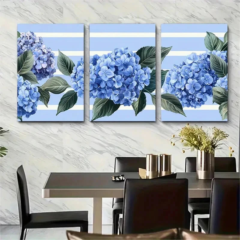 3pcs Blue Stripes Coastal Granddaughter Metal Print Ready to Hang Art