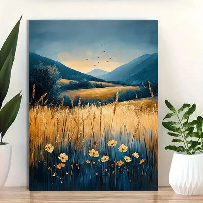 Beautiful Serene Countryside Landscape Painting 40x60cm Metal Print Ready to Hang