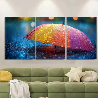 3pcs Paper Rainy Day Water Rolling TI Wall Art Set Canvas Framed 60x90cm - High Quality Print 100% Australian Made Wall Canvas Ready to Hang