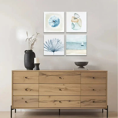 4pcs Beach Themed DecorWall Art Canvas Framed
