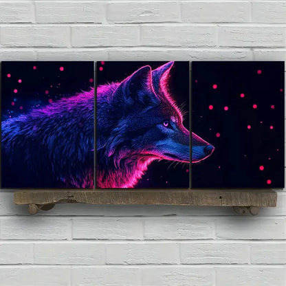 3pcs Chic Coyote Stunning Purple Themed Metal Print Ready to Hang Art