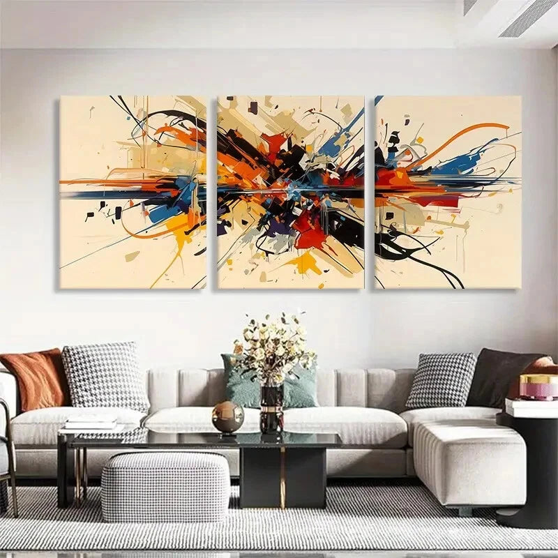 3pcs Explosion of Colors Abstract Perfect Wall Art Set Canvas Framed 40x60cm - High Quality Print 100% Australian Made Wall Canvas Ready to Hang